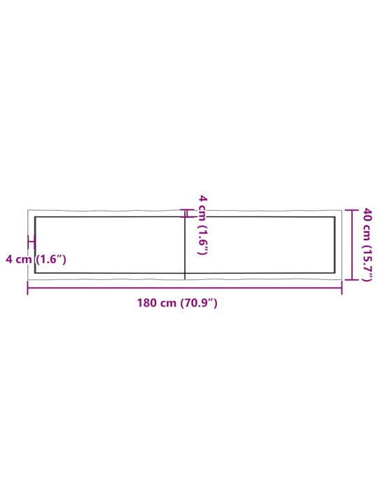 Stolní deska 180x40x(2-6)cm neošetřený masivní dřevo živá hrana