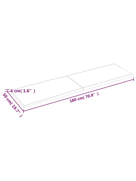 Stolní deska 180x50x(2-4)cm neošetřený masivní dřevo živá hrana