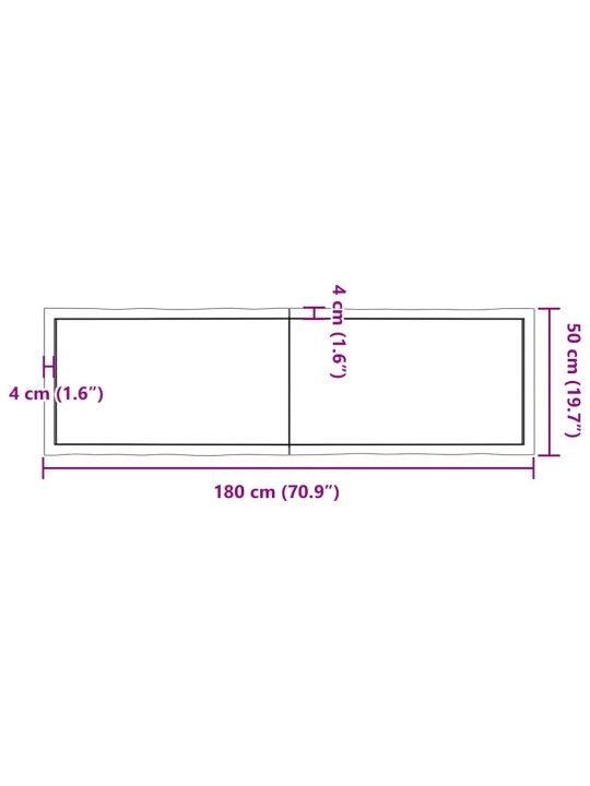 Stolní deska 180x50x(2-4)cm neošetřený masivní dřevo živá hrana