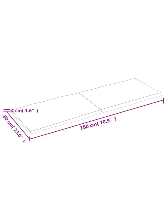 Stolní deska 180x60x(2-4)cm neošetřený masivní dřevo živá hrana