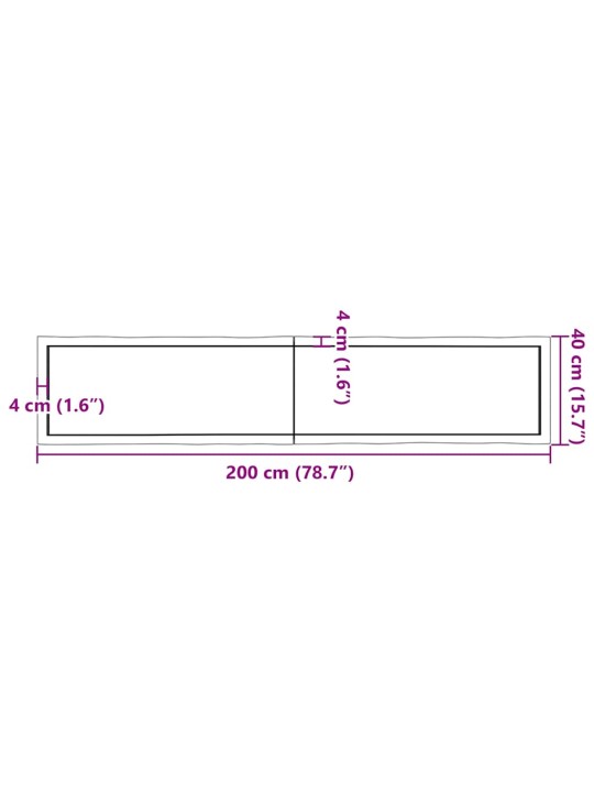 Stolní deska 200x40x(2-4)cm neošetřený masivní dřevo živá hrana