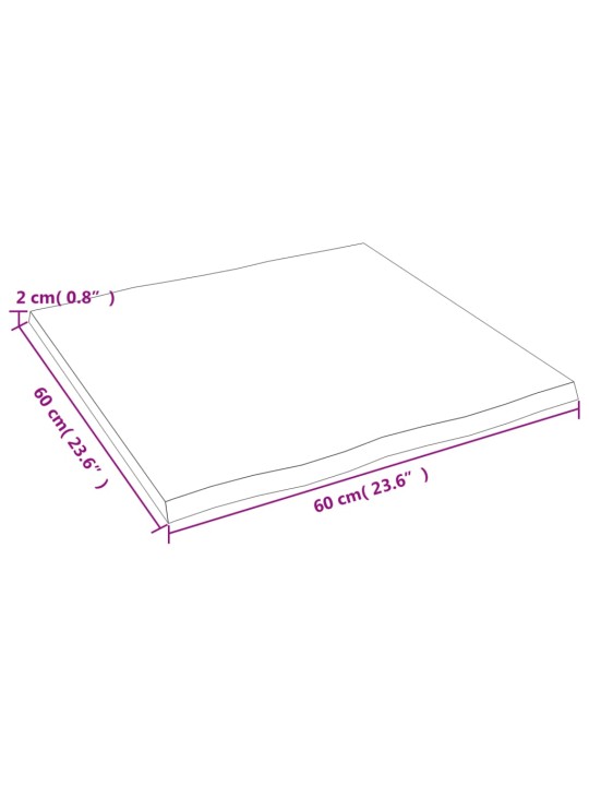 Stolní deska světle hnědá 60x60x2 cm ošetřený dub živá hrana