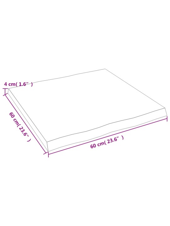 Stolní deska světle hnědá 60x60x(2-4)cm ošetřený dub živá hrana