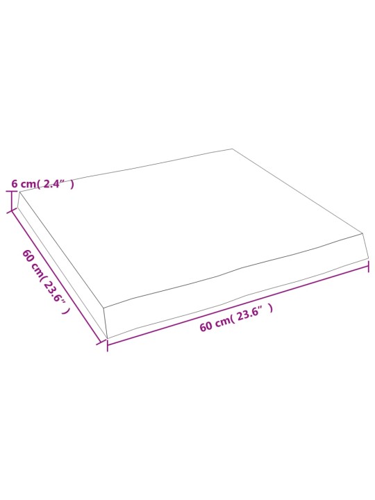 Stolní deska světle hnědá 60x60x(2-6)cm ošetřený dub živá hrana