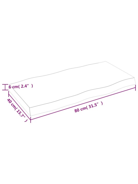 Stolní deska světle hnědá 80x40x(2-6)cm ošetřený dub živá hrana