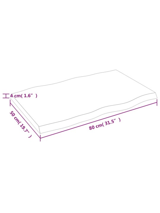 Stolní deska světle hnědá 80x50x(2-4)cm ošetřený dub živá hrana