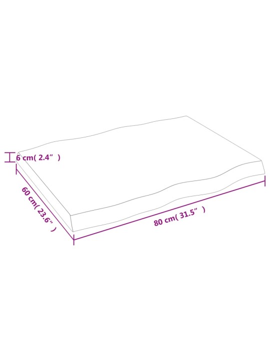Stolní deska světle hnědá 80x60x(2-6)cm ošetřený dub živá hrana