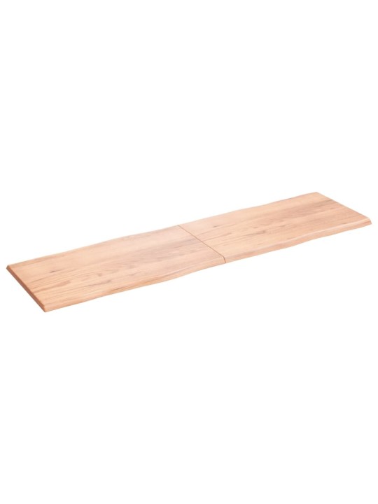 Stolní deska hnědá 220x60x(2-4)cm ošetřený dřevo živá hrana