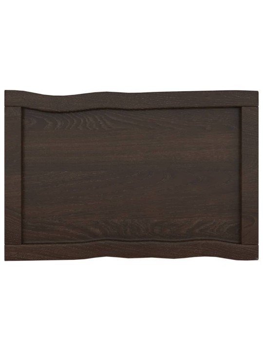 Stolní deska tmavě hnědá 60x40x(2-6)cm ošetřený dub živá hrana