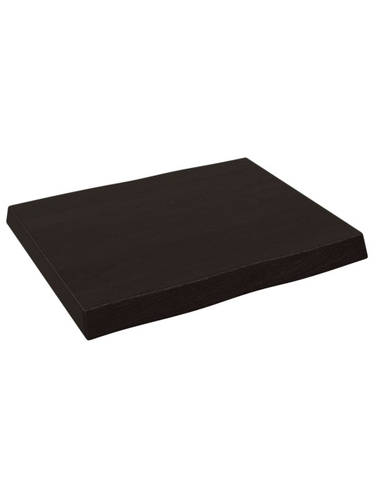 Stolní deska tmavě hnědá 60x50x(2-6)cm ošetřený dub živá hrana