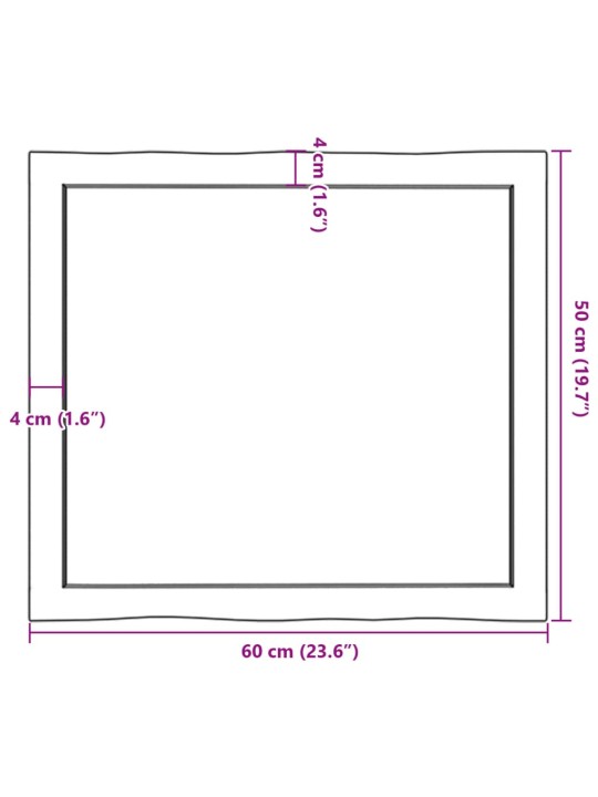 Stolní deska tmavě hnědá 60x50x(2-6)cm ošetřený dub živá hrana