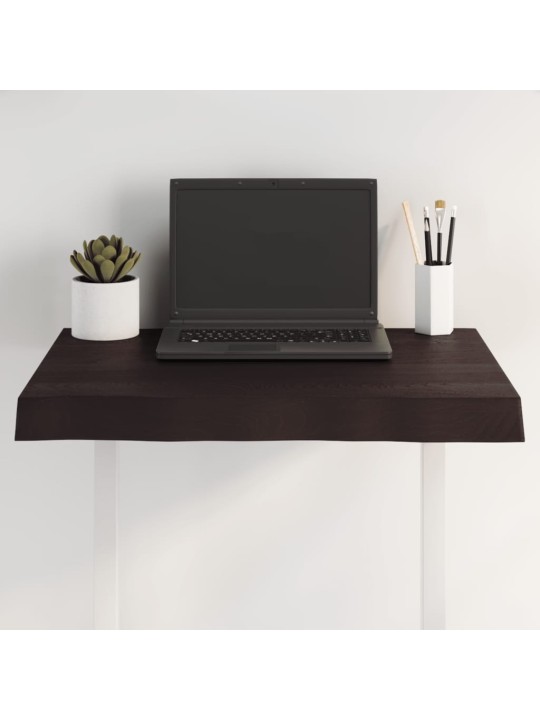 Stolní deska tmavě hnědá 60x50x(2-6)cm ošetřený dub živá hrana