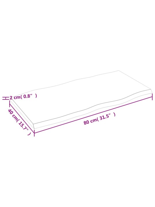 Stolní deska tmavě hnědá 80 x 40 x 2 cm ošetřený dub živá hrana