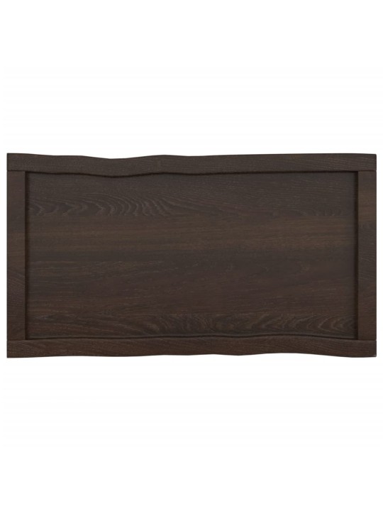 Stolní deska tmavě hnědá 80x40x(2-6)cm ošetřený dub živá hrana