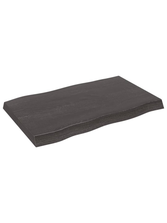 Stolní deska tmavě hnědá 80x50x(2-6)cm ošetřený dub živá hrana