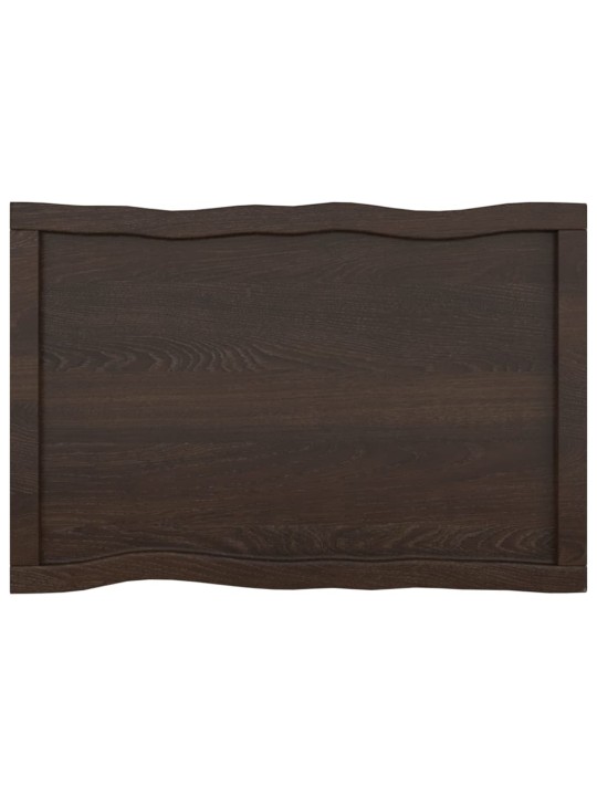 Stolní deska tmavě hnědá 80x50x(2-6)cm ošetřený dub živá hrana