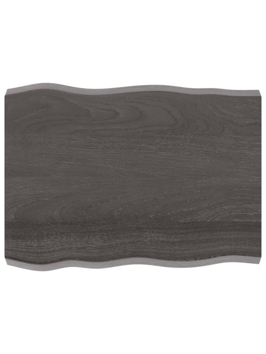 Stolní deska tmavě hnědá 80x60x(2-6)cm ošetřený dub živá hrana