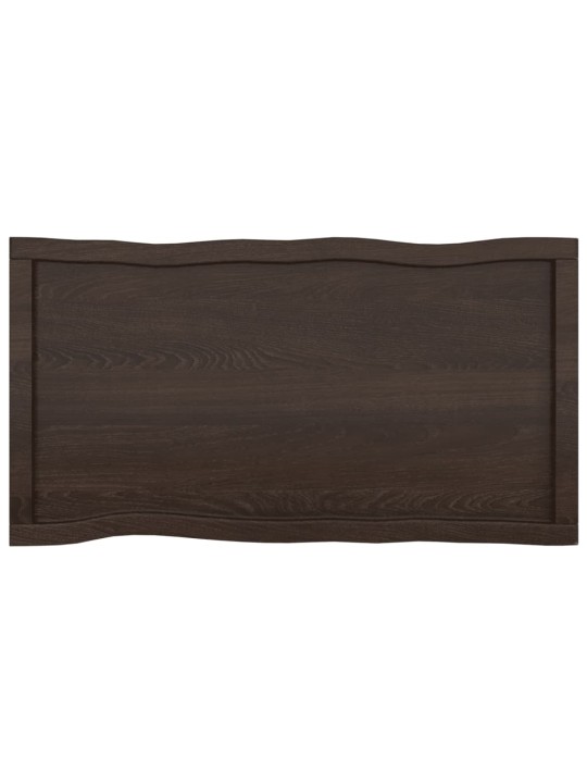 Stolní deska tmavě hnědá 100x50x(2-6)cm ošetřený dub živá hrana