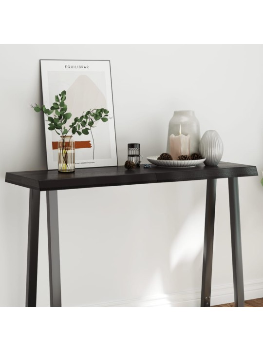 Stolní deska tmavě hnědá 120x40x(2-6)cm ošetřený dub živá hrana
