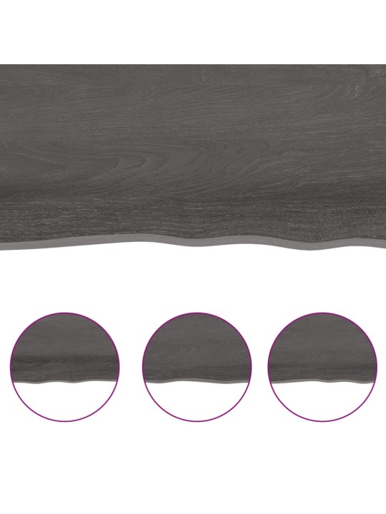 Stolní deska tmavě hnědá 120x60x(2-4)cm ošetřený dub živá hrana