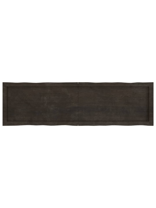 Stolní deska tmavě hnědá 140x40x(2-6)cm ošetřený dub živá hrana