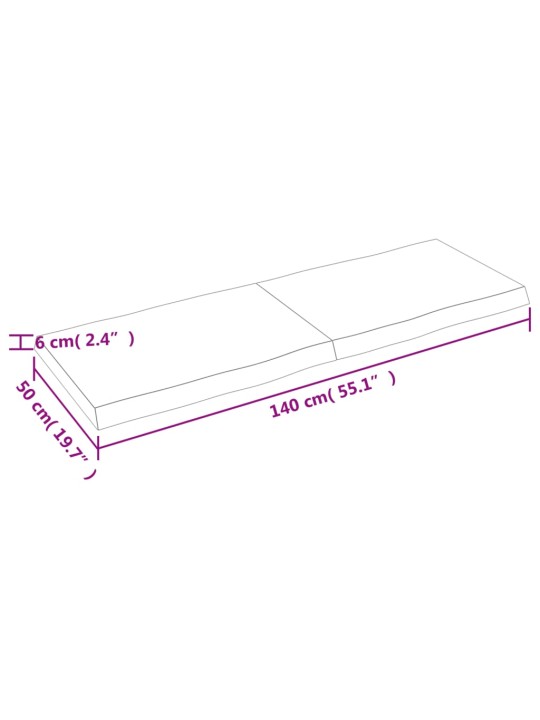 Stolní deska tmavě hnědá 140x50x(2-6)cm ošetřený dub živá hrana