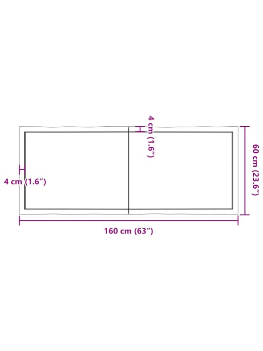 Stolní deska tmavě hnědá 160x60x(2-6)cm ošetřený dub živá hrana
