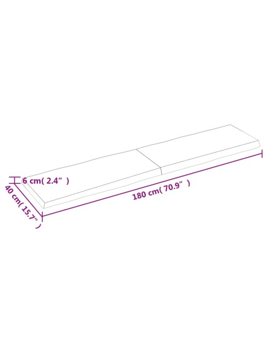 Stolní deska tmavě hnědá 180x40x(2-6)cm ošetřený dub živá hrana