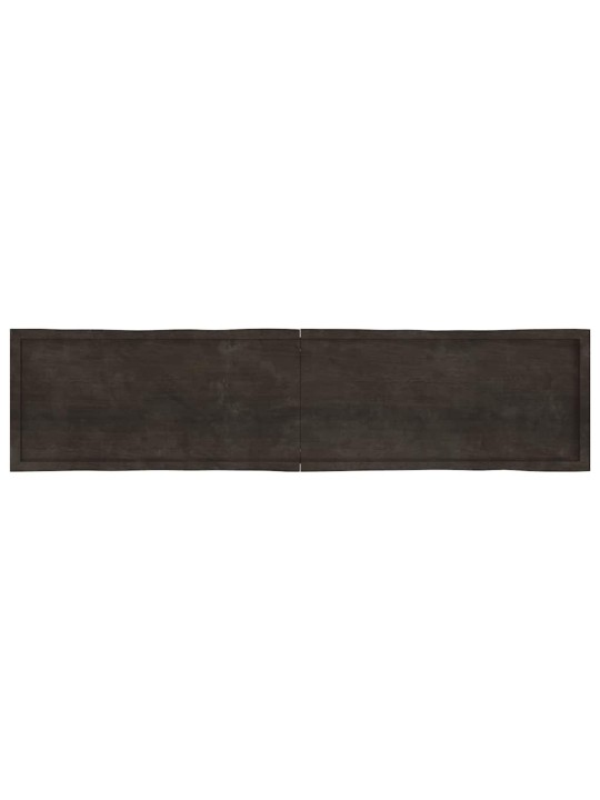 Stolní deska tmavě hnědá 220x50x(2-6)cm ošetřený dub živá hrana