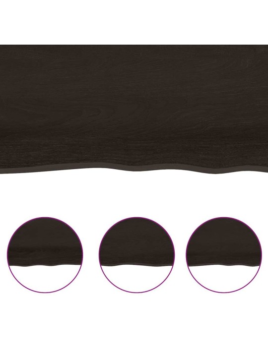 Stolní deska tmavě hnědá 220x50x(2-6)cm ošetřený dub živá hrana