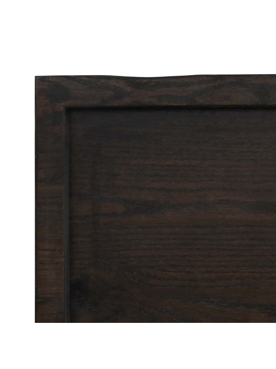 Stolní deska tmavě hnědá 220x50x(2-6)cm ošetřený dub živá hrana