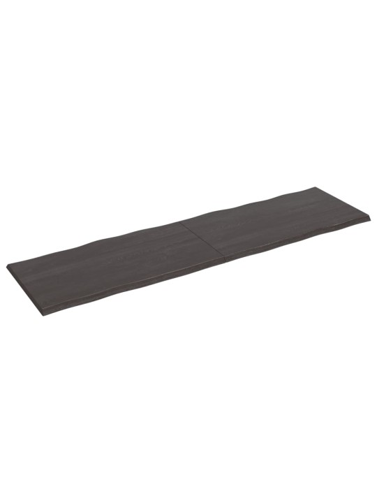 Stolní deska tmavě hnědá 220x60x(2-4)cm ošetřený dub živá hrana