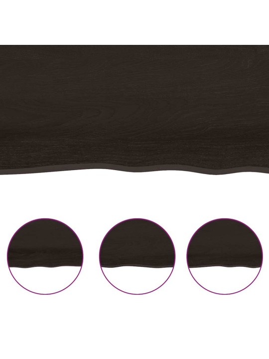 Stolní deska tmavě hnědá 220x60x(2-6)cm ošetřený dub živá hrana
