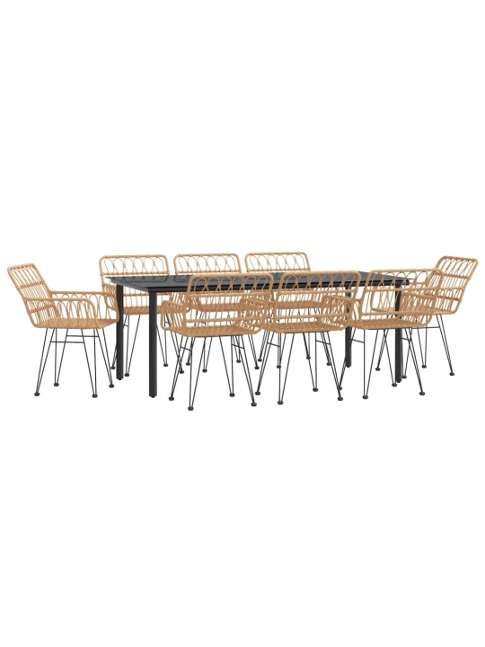 9dílný zahradní jídelní set polyratan
