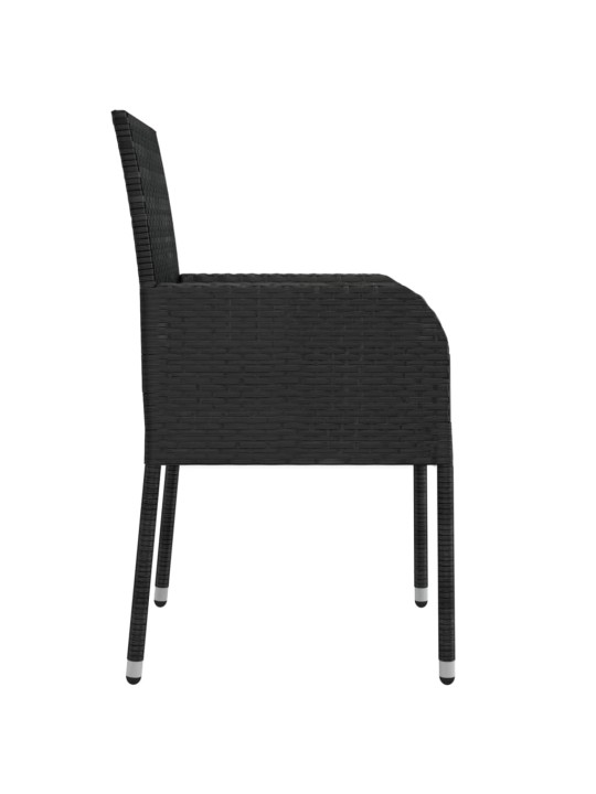 9dílný zahradní jídelní set s poduškami černý polyratan