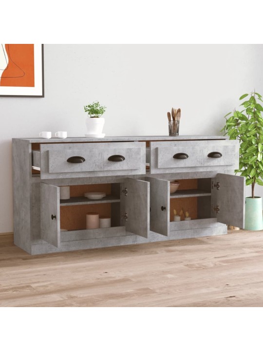 Příborníky 2 ks betonově šedé kompozitní dřevo