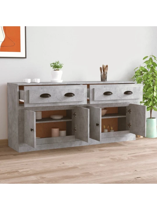 Příborníky 2 ks betonově šedé kompozitní dřevo