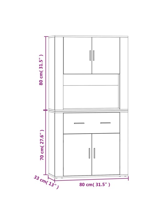 Skříň highboard kouřový dub kompozitní dřevo
