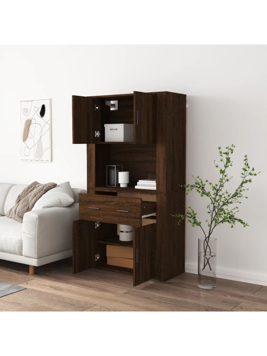 Skříň highboard hnědý dub kompozitní dřevo