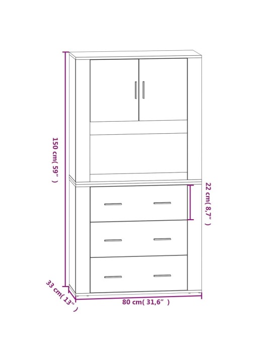 Skříň highboard kouřový dub kompozitní dřevo