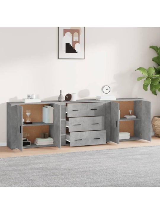 Příborníky 3 ks betonově šedé kompozitní dřevo