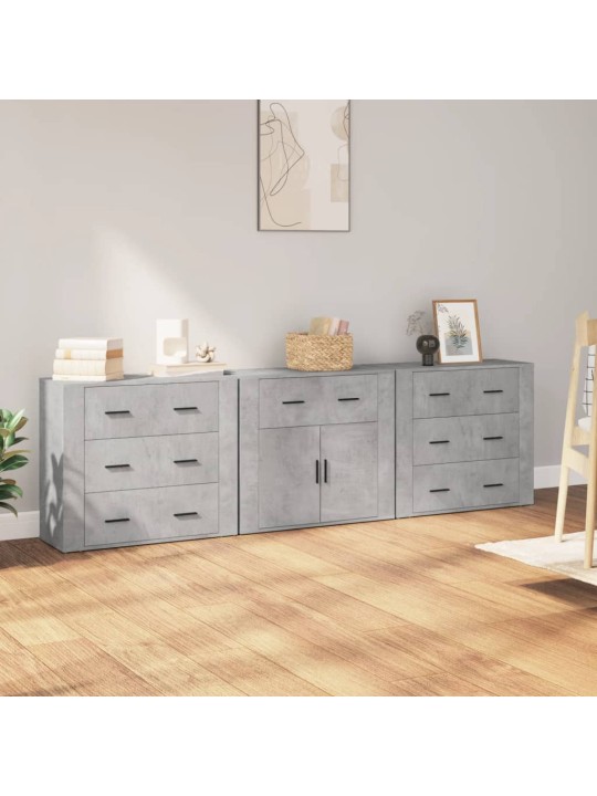 Příborníky 3 ks betonově šedé kompozitní dřevo