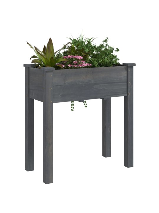 Truhlík s vložkou šedý 71 x 37 x 76 cm masivní jedlové dřevo