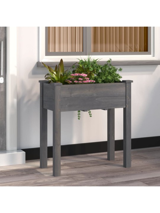 Truhlík s vložkou šedý 71 x 37 x 76 cm masivní jedlové dřevo