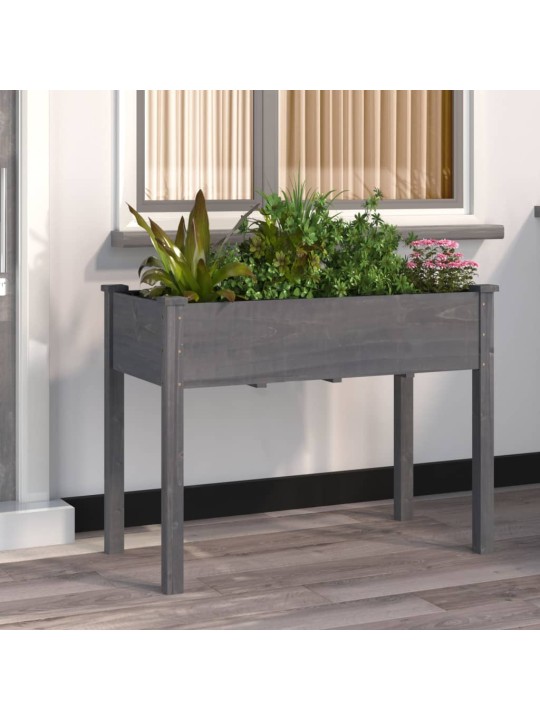 Truhlík s vložkou šedý 118 x 59 x 76 cm masivní jedlové dřevo