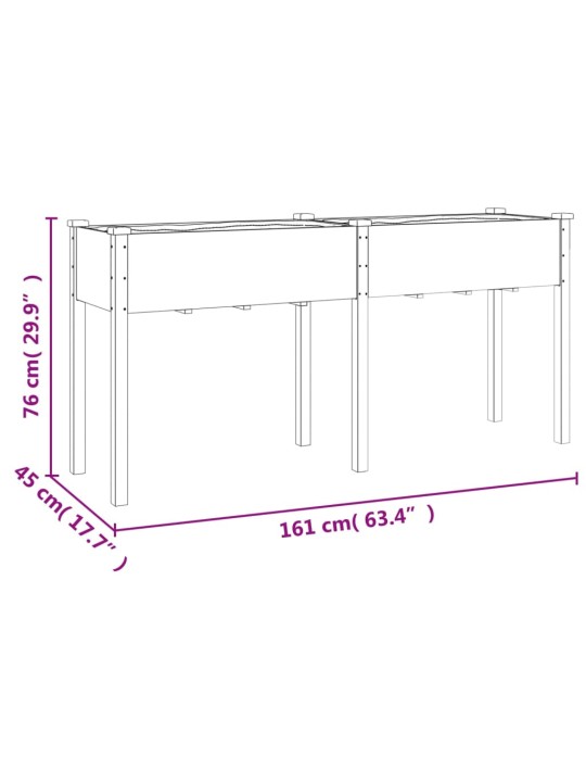 Truhlík s vložkou hnědý 161 x 45 x 76 cm masivní jedlové dřevo