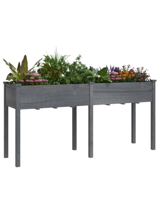 Truhlík s vložkou šedý 161 x 45 x 76 cm masivní jedlové dřevo