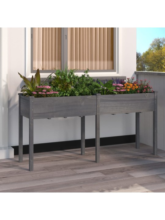 Truhlík s vložkou šedý 161 x 45 x 76 cm masivní jedlové dřevo
