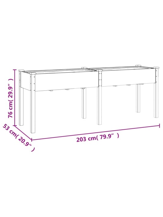 Truhlík s vložkou 203 x 53 x 76 cm masivní jedlové dřevo