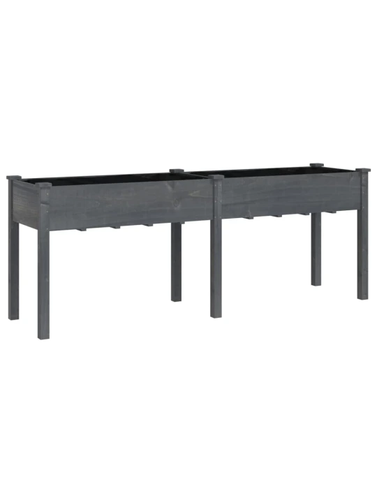 Truhlík s vložkou šedý 203 x 53 x 76 cm masivní jedlové dřevo
